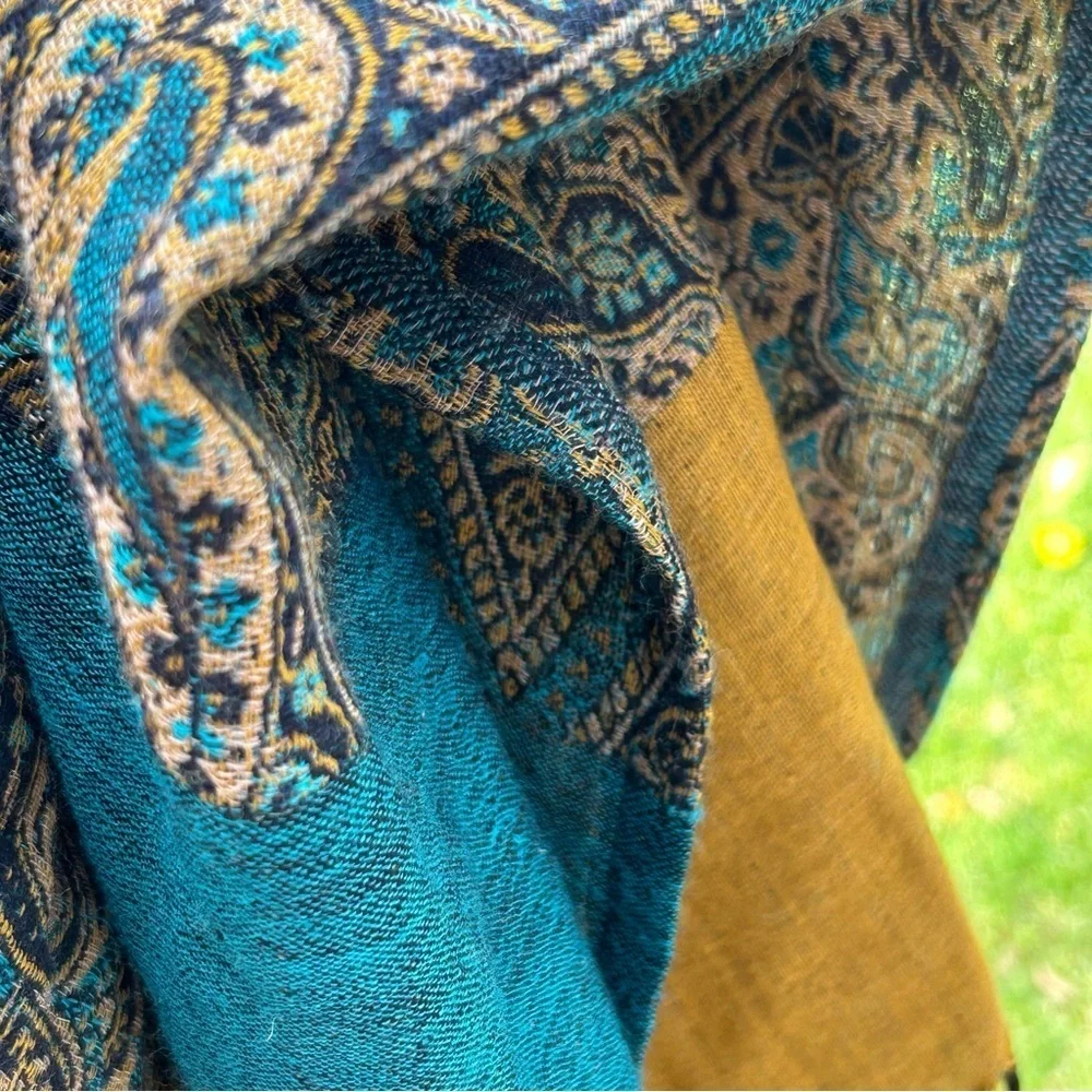 Vintage Karen Kane Wool A-Line Wrap Paisley Skirt with Fringe Size M/L